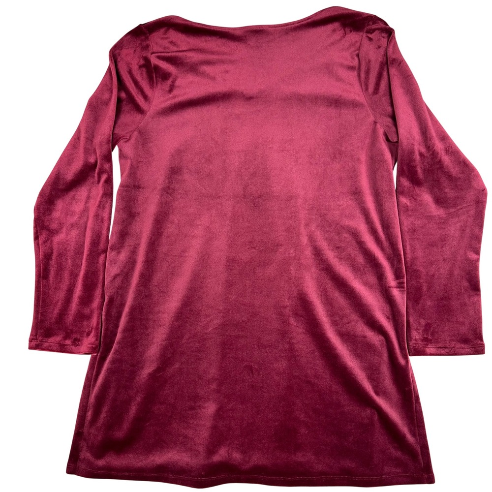 Pure Jill Burgundy Velvet V Neck Long Sleeve Tunic Top Petite M - Picture 6 of 8